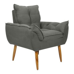 Poltrona Decorativa 88cm Com Pés Retrô Multimóveis Cr45269 Cinza