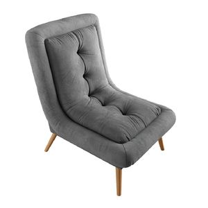 Poltrona Decorativa Dallas Para Sala Pés Palito Veludo Selmer Cinza