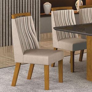 Cadeira Para Mesa De Jantar Siena Mdf Freijó Joli Palha - Leifer Móveis