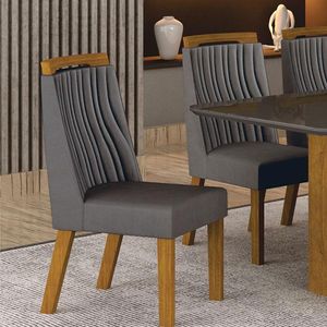 Cadeira Para Mesa De Jantar Siena Mdf Freijó Joli Chumbo - Leifer Móveis