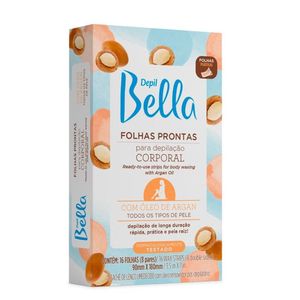 Folhas Prontas Para Depilação Corporal Pernas Braços Depil Bella Argan 16 Unidades