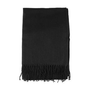 Cachecol Preto Lenço Pashimina Xale Echarpe Com Franjas