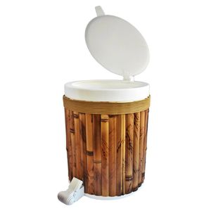 Lixeira Com Pedal Revestida Bamboo Lemis