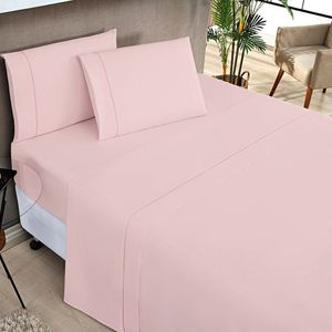 Jogo De Lençol Solteiro Elegance 200 Fios 3 Peças - Rosa