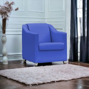 Poltrona Mila Corino Cores Pé De Plástico Cromado - Azul-royal, Corino
