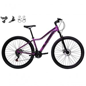 Bicicleta Aro 29 Feminina Alfameq Pandora 24v Câmbios Shimano Freios Hidráulicos Garfo Suspensão - Lilas Tam.15