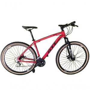 Bicicleta Aro 29 Gti Roma Alumínio 21v Freio A Disco Garfo Suspensão Pneu Faixa Bege - Vermelho Tam.19