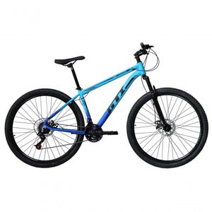 Bicicleta Aro 29 Gti Roma Alumínio 21v Freio A Disco Garfo Suspensão - Azul-azul Tam.15