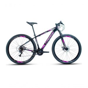 Bicicleta Aro 29 Alfameq Afx Alumínio 21v Freio A Disco Garfo Com Suspensão - Preto-rosa Tam.15