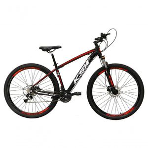Bicicleta Aro 29 Ksw Xlt Alumínio 24v Câmbios Shimano Garfo Com Trava No Ombro - Preto-vermelho-branco Tam.19