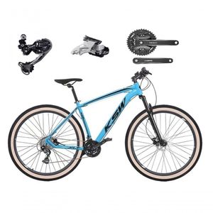 Bicicleta Aro 29 Ksw Xlt Deore E Altus 27v Freio Hidráulico Garfo Trava Pneu Faixa Bege - Azul Tam.21