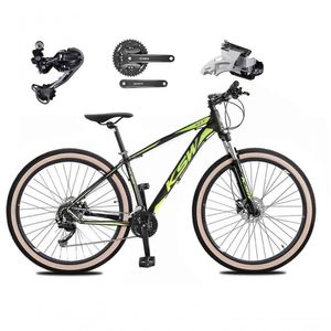 Bicicleta Aro 29 Ksw Xlt Deore E Altus 27v Freio Hidráulico Garfo Trava Pneu Faixa Bege - Preto-verde Tam.17