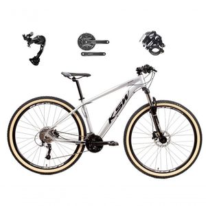 Bicicleta Aro 29 Ksw Xlt Alívio E Altus 27v Freio Hidráulico Garfo Trava Pneu Faixa - Prata Tam.17