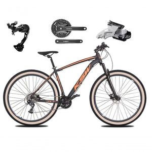 Bicicleta Aro 29 Ksw Xlt Alívio E Altus 27v Freio Hidráulico Garfo Trava Pneu Faixa - Preto-laranja Tam.15