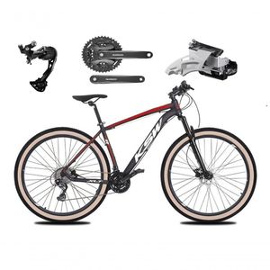 Bicicleta Aro 29 Ksw Xlt Alívio E Altus 27v Freio Hidráulico Garfo Trava Pneu Faixa - Preto-vermelho-branco Tam.17