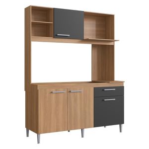 Armário De Cozinha Compacta 151,5cm 4 Portas 1 Gaveta Gabinete Pia CR20284 Rovere/grafite