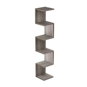 Prateleira De Canto Lyra 5 Nichos Decorativos Nogal Para Sala Quarto Livros