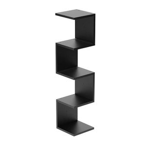 Prateleira De Canto Lyra 4 Nichos Decorativos Preto Para Sala Quarto Livros