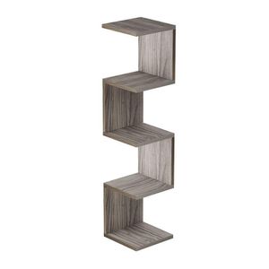 Prateleira De Canto Lyra 4 Nichos Decorativos Nogal Para Sala Quarto Livros