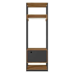 Guarda Roupa Modulado Closet Titan 1 Porta Preto Velluto/freijó - Pr Móveis Preto Velluto/ Freijó