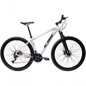 Bicicleta Aro 29 Ksw Xlt Alumínio 27v Freio Disco Mecânico Garfo Suspensão - Branco Tam.17