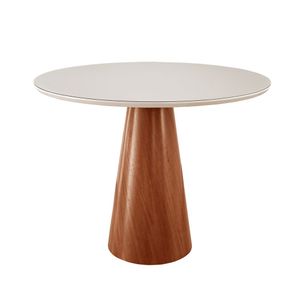 Mesa De Jantar Gênova 130cm Tampo Redondo Vidro Móveis Minas Cor Off White