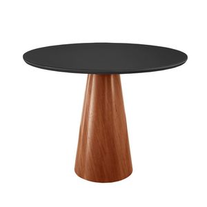 Mesa De Jantar Gênova 110cm Tampo Redondo Vidro Móveis Minas Cor Preto