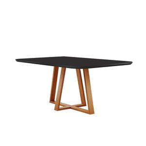 Mesa De Jantar Florença Madeira Maciça 160x90cm Tampo Retângular Vidro Móveis Minas Cor Preto