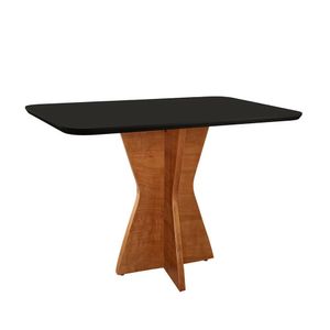 Mesa De Jantar Madri 120x80cm Tampo Retângular Vidro Móveis Minas Cor Preto