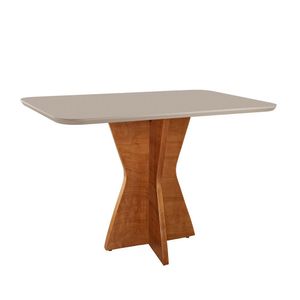 Mesa De Jantar Madri 120x80cm Tampo Retângular Vidro Móveis Minas Cor Off White
