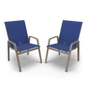 Kit 2 Cadeiras Riviera Piscina Alumínio Fendi Tela Azul