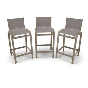 Kit 3 Banquetas Alta Bancada Alumínio Fendi Tela Fendi