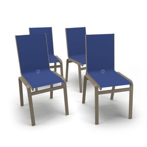 Kit 4 Cadeiras Jantar Gourmet Alumínio Fendi Tela Azul