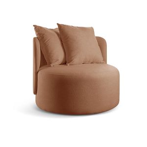 Poltrona Redonda Orgânica Moon bouclé Laranja 402