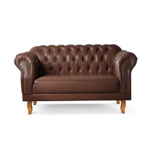 Sofá Duque Chesterfield 2 Lugares couro Ecológico Marrom 301