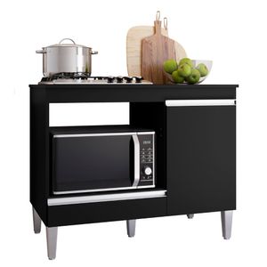 Balcão Para Cooktop Carla 1 Porta Preto Ajl