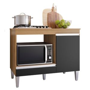 Balcão Para Cooktop Carla 1 Porta Amendoa Preto Ajl