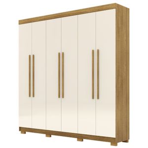 Guarda Roupa Casal Elegance 6 Portas Nature Champanhe Vila Rica