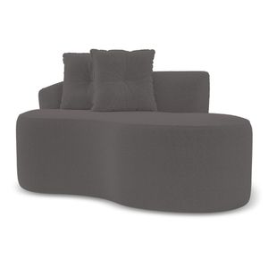 Sofá Orgânico Living Bob 145cm 02 Lugares Com 02 Almofadas Bouclê Cinza Escuro - Desk Design