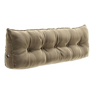Almofada Para Cabeceira Encosto Apoio Lombar Spot 195cm Com Porta Celular Veludo - Desk Design Cor Bege