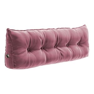 Almofada Para Cabeceira Encosto Apoio Lombar Spot 195cm Com Porta Celular Veludo - Desk Design Cor Rosa