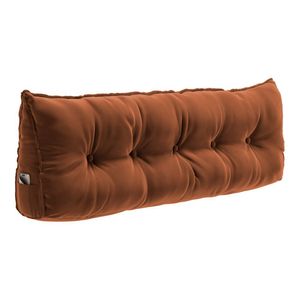 Almofada Para Cabeceira Encosto Apoio Lombar Spot 195cm Com Porta Celular Veludo - Desk Design Cor Terracota