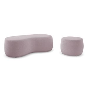 Conjunto 02 Puffs Decorativos Living Aisha Orgânico Bouclê Rosê - Desk Design