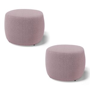 Kit 02 Puffs Decorativos Living Aisha Orgânico Redondo Bouclê Rosê - Desk Design