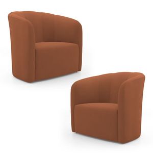Kit 02 Poltronas Decorativas Abby Veludo Terracota - Desk Design
