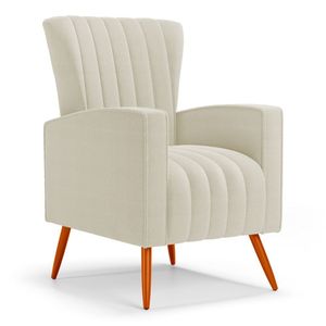 Poltrona Decorativa Melody Com Pés Palito Bouclê Bege - Desk Design