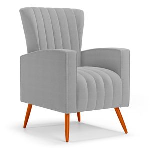 Poltrona Decorativa Melody Com Pés Palito Bouclê Cinza Claro - Desk Design