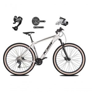Bicicleta Aro 29 Ksw Xlt 27v Câmbios Shimano Altus Freios Hidráulicos Garfo Trava Pneu Faixa - Branco Tam.19