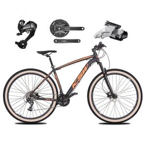 Bicicleta Aro 29 Ksw Xlt 27v Câmbios Shimano Altus Freios Hidráulicos Garfo Trava Pneu Faixa - Preto/laranja Tam.17