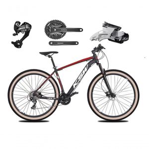 Bicicleta Aro 29 Ksw Xlt 27v Câmbios Shimano Altus Freios Hidráulicos Garfo Trava Pneu Faixa -preto/vermelho/branco T.15